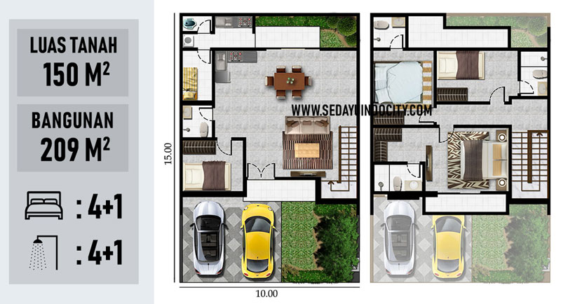 49 Denah Rumah 10 X 15 Inspirasi Terpopuler 