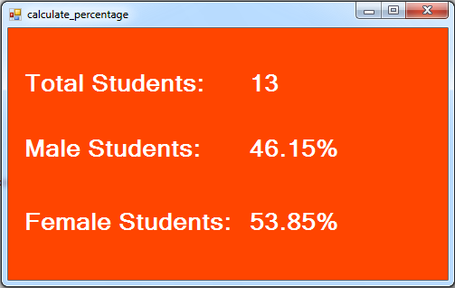 How To Calculate Percentage From MySQL In C#