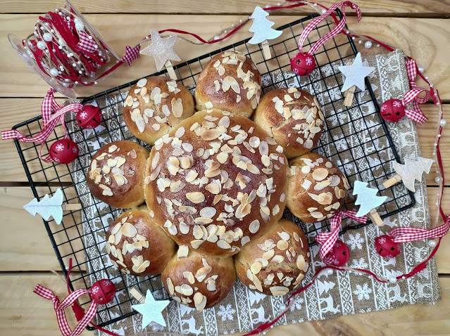 Dreikönigskuchen. Pan de Reyes. Pastel de Epifanía suizo. Postre navideño. Masas. Desayuno, merienda, horno, almedra, Mercadona, Cuca