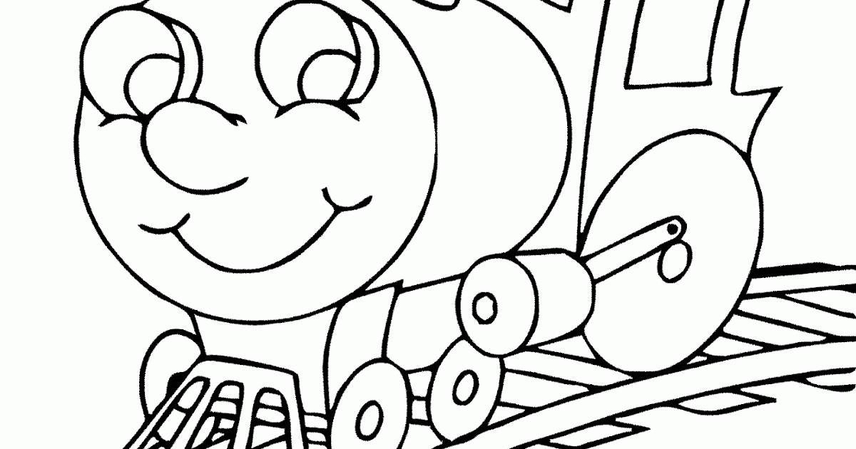 Mewarnai Gambar Kereta Api Versi Kartun - Contoh Anak PAUD
