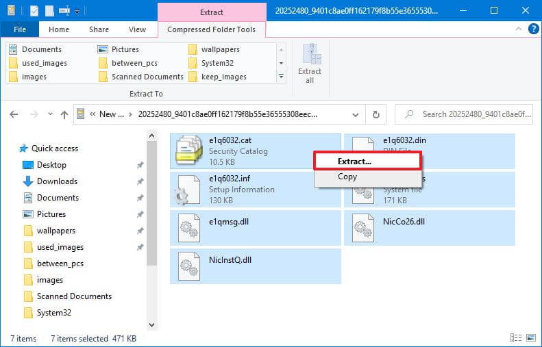 extact cab files windows 10