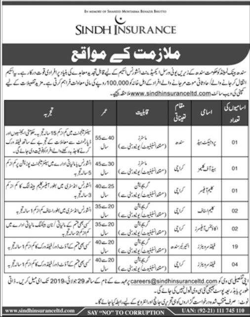  Sindh Insurance Limited Jobs 2019 Online Apply