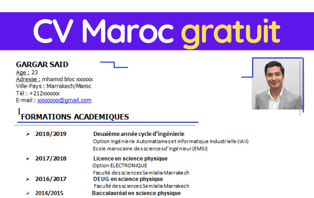 cv exemple maroc simple  word