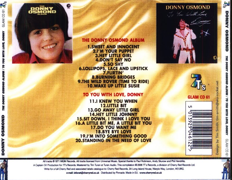 My music new: Donny Osmond - The Donny Osmond Album - To You With Love