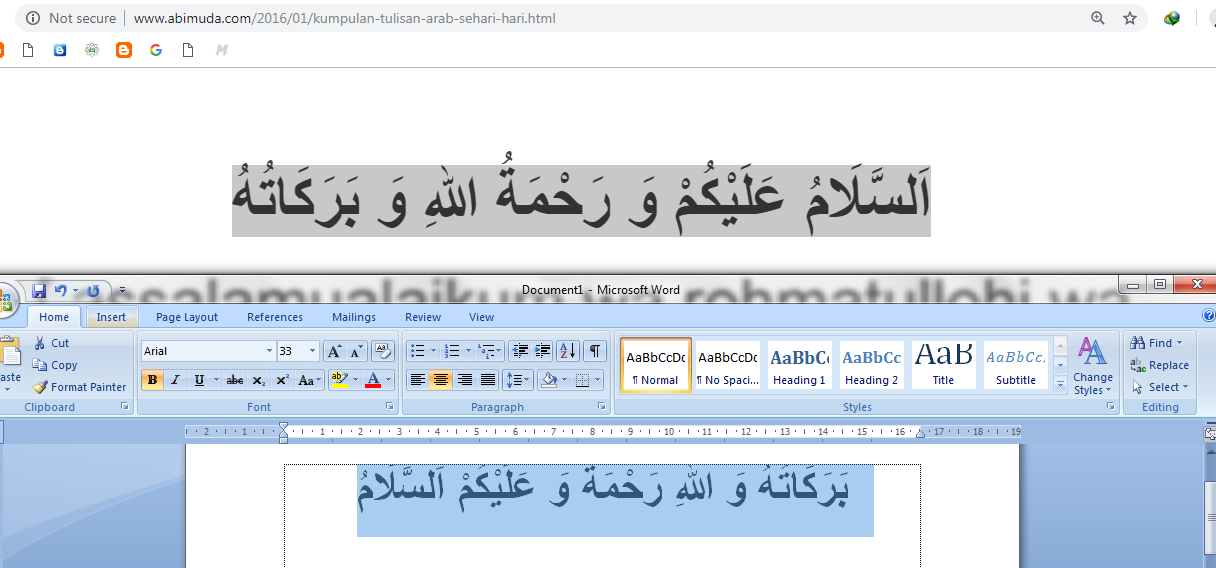 Cara Copy Paste Tulisan Arab Dari Internet Ke Word Dengan ...