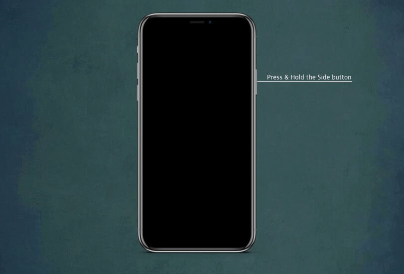 كيفية فرض إعادة تشغيل iPhone 12 و 11 و X Series و iPhone 8 و SE 2020 اضغط-مع-الاستمرار-على-الزر-الجانبي-على-iPhone 11