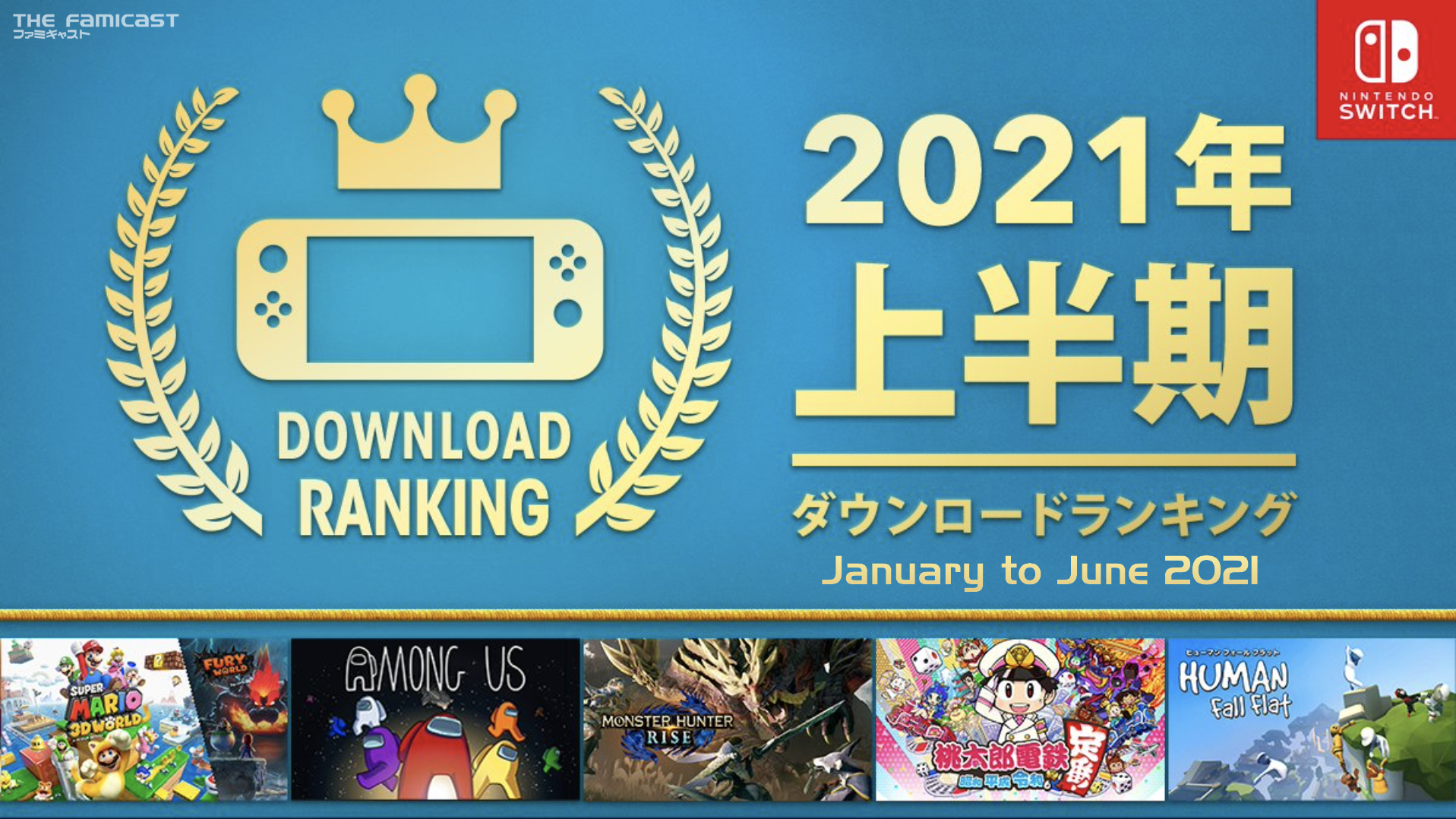 January to June 2021 Switch Top 30 Download Rankings