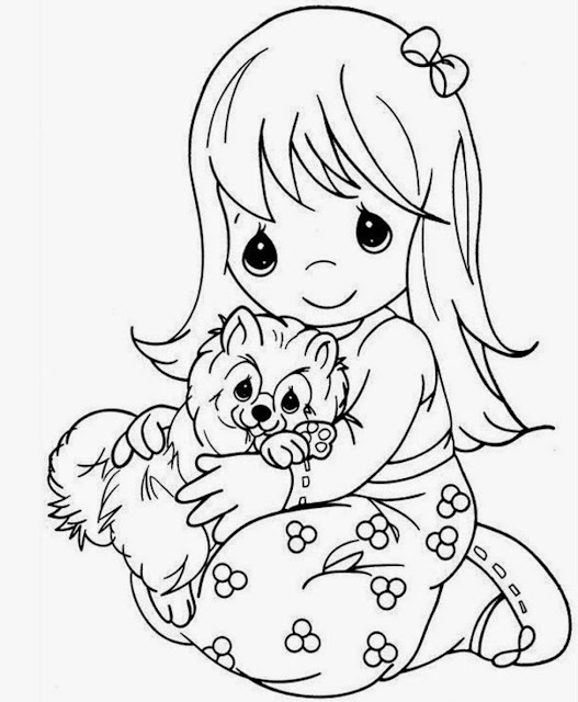 Beautiful Precious Moments Girl Coloring Page for Kids of a Cute Cartoon Colour Drawing HD Wallpaper