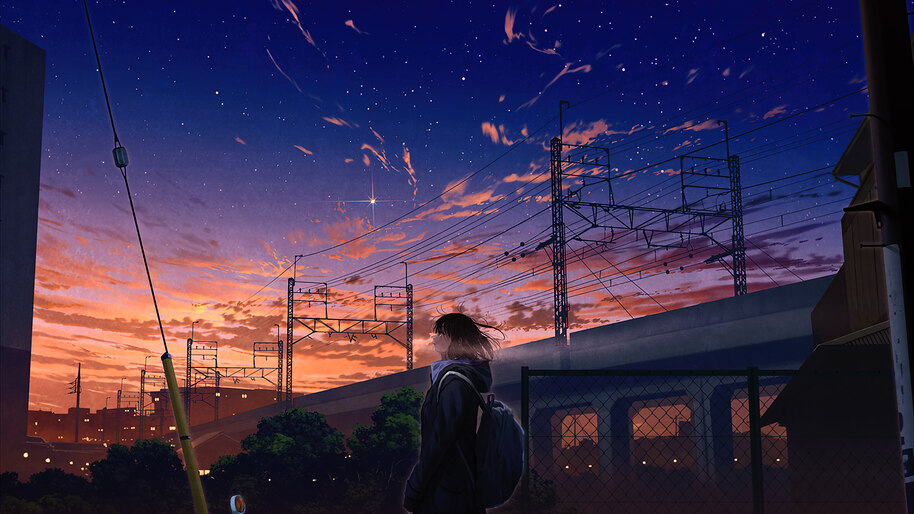 Wallpaper ID 450425  Anime Sunset Phone Wallpaper Starry Sky Sky  720x1280 free download