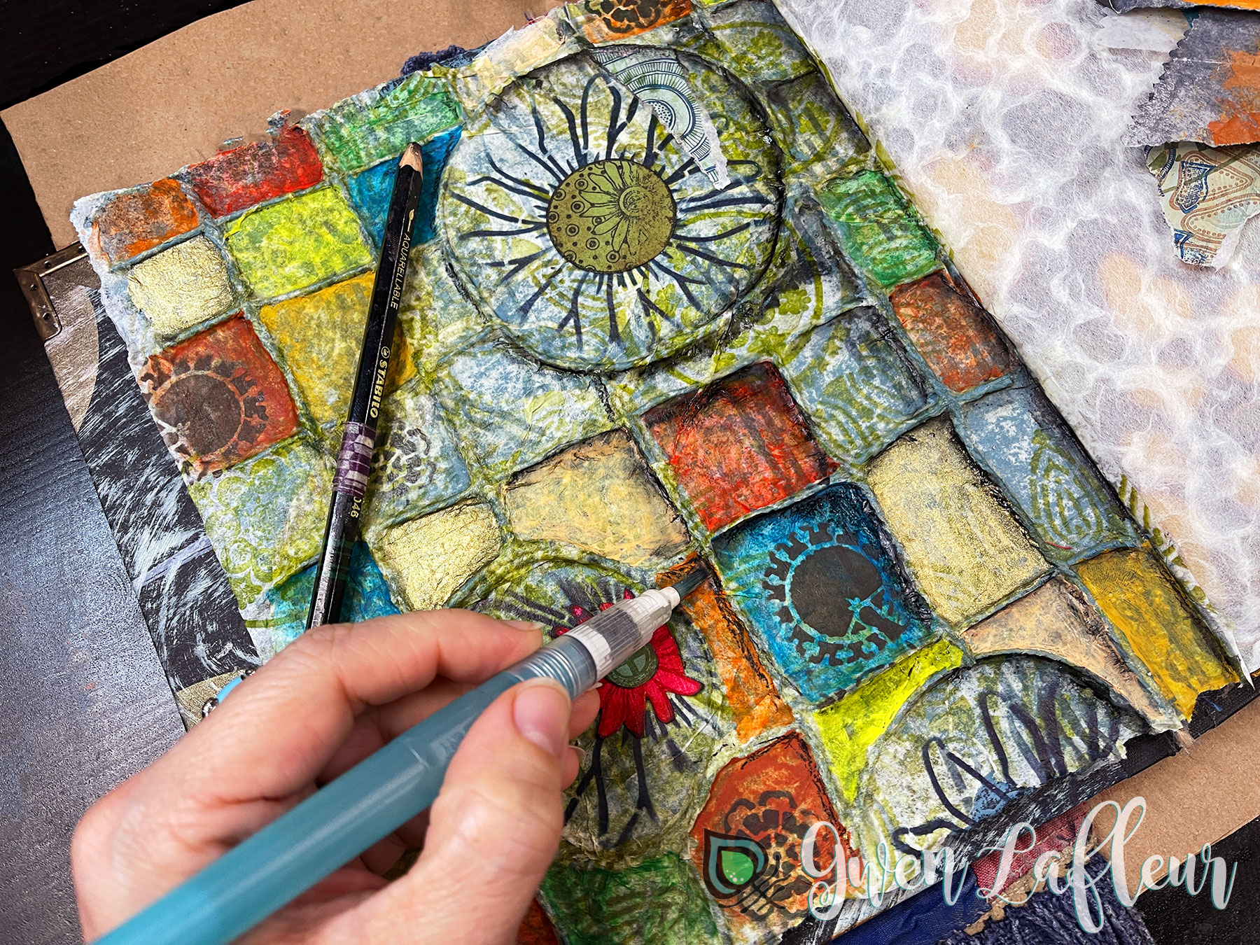 StencilGirl Talk Textural Art Journaling with Stencils