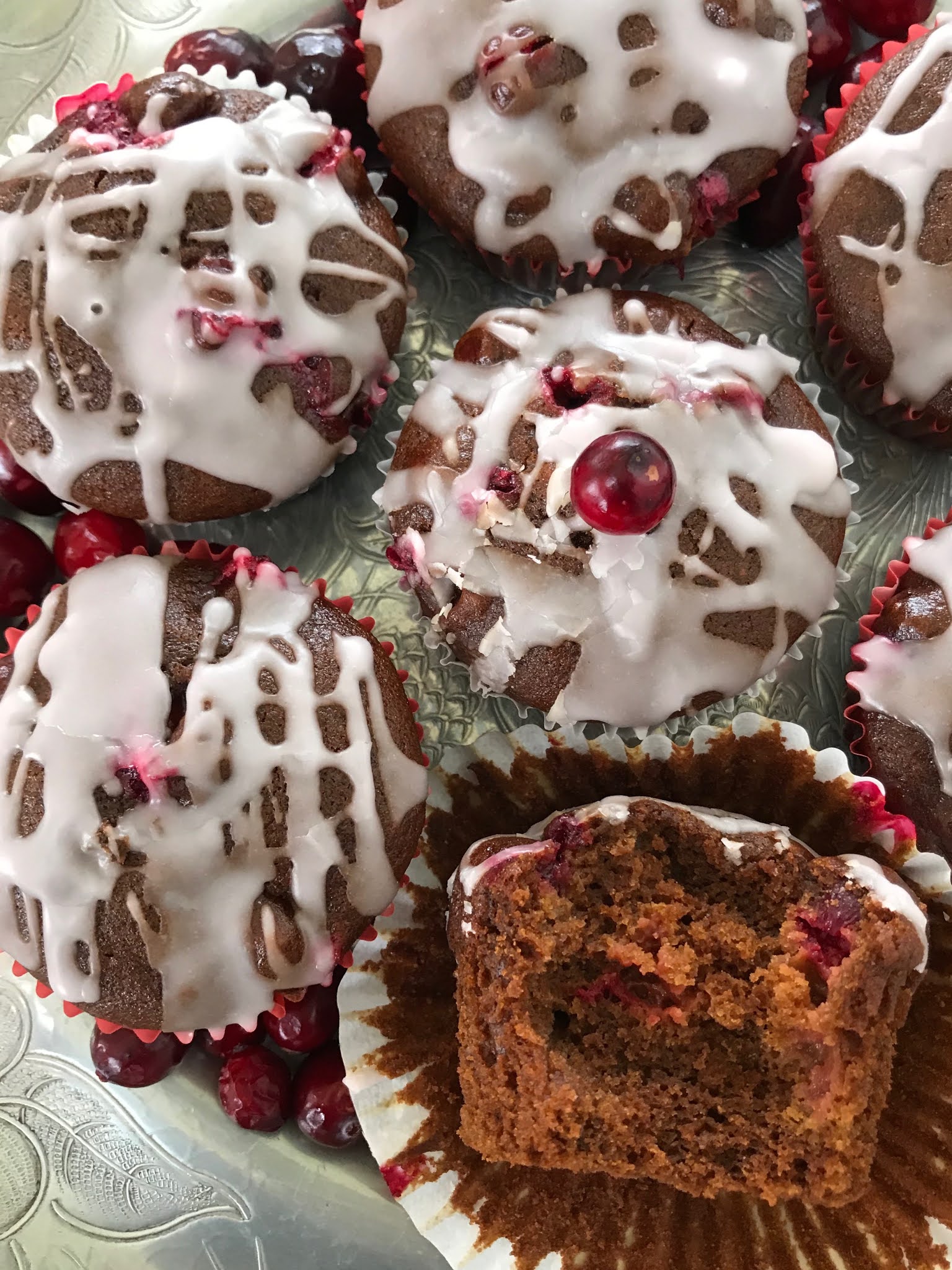 Savory Moments: Glazed cranberry gingerbread muffins