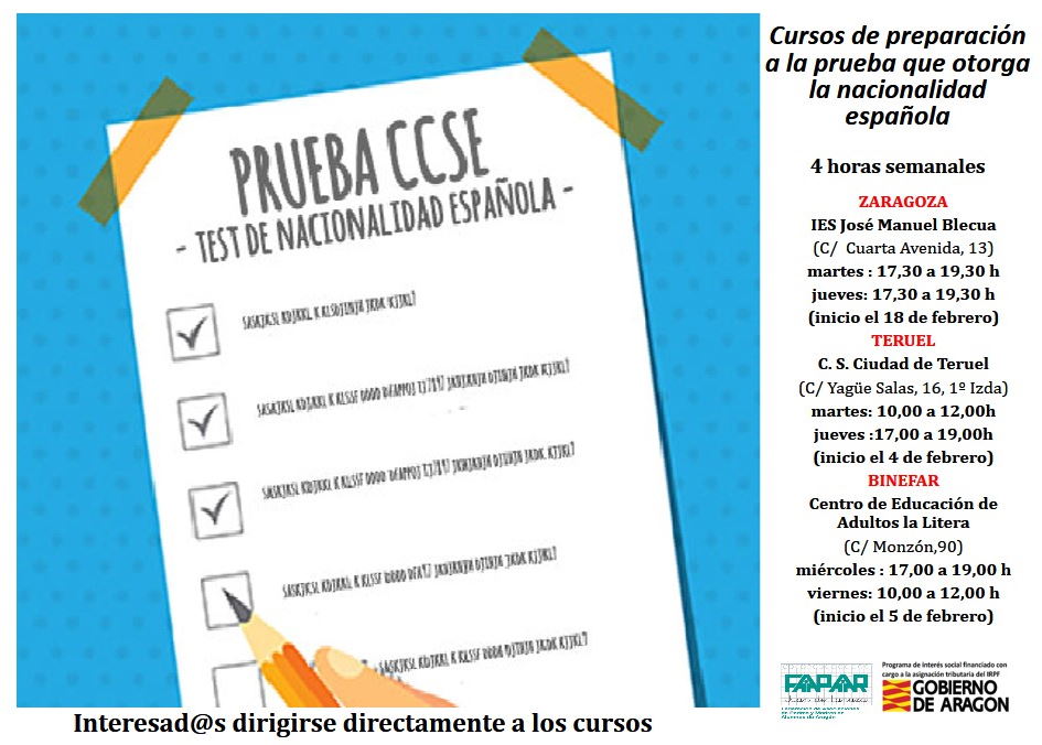 AMPA IES Goya Zaragoza CURSO DE PREPARACIÓN AL EXAMEN QUE LA NACIONALIDAD ESPAÑOLA AMPA IES Goya Zaragoza CURSO DE PREPARACIÓN AL EXAMEN QUE LA NACIONALIDAD ESPAÑOLA