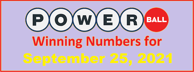 PowerBall Winning Numbers for Saturday, September 25, 2021