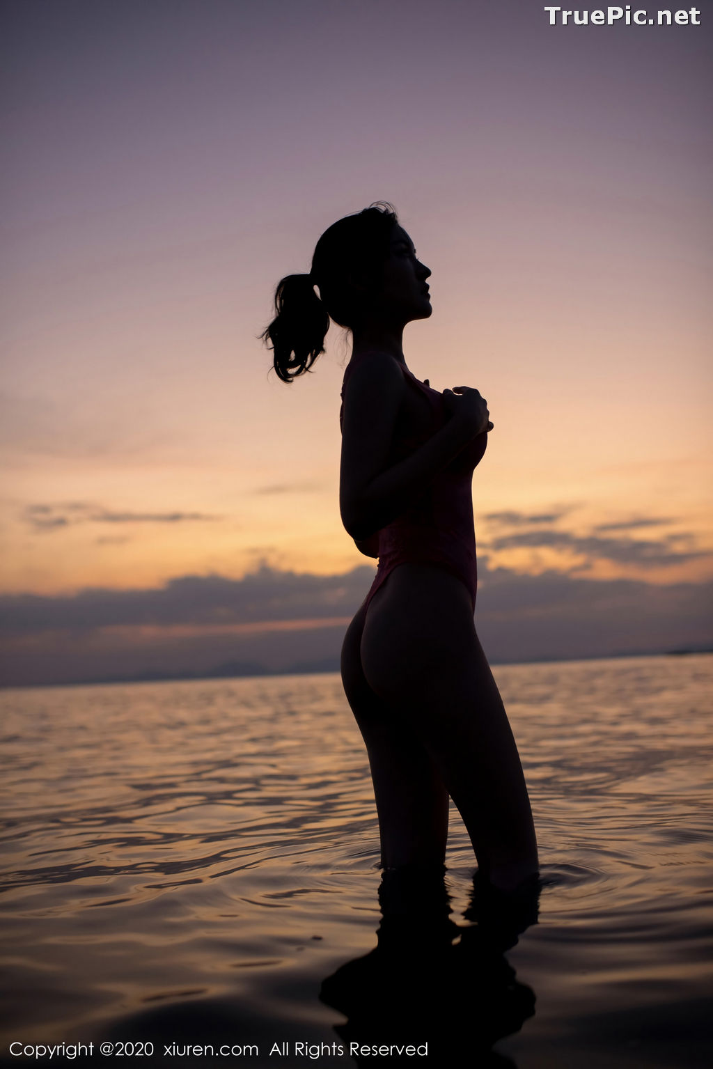 Image XIUREN No.2340 - Chinese Model Shen Mengyao (沈梦瑶) - Sexy Pink Monokini on the Beach - TruePic.net - Picture-69