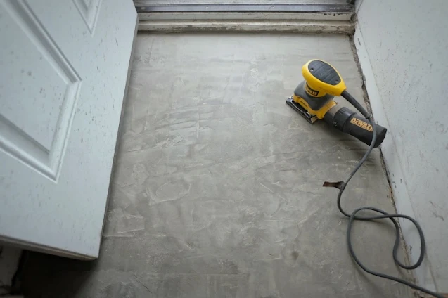 sanding skim coat concrete floor after it set