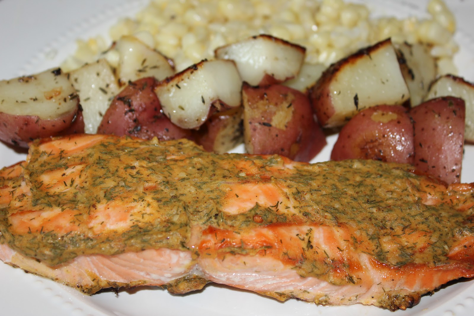 Three Peas In My Little Pod dijon dill salmon