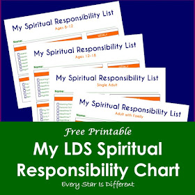 My LDS Spiritual Responsibility Chart (Free Printable) for primary children, youth, and adults.