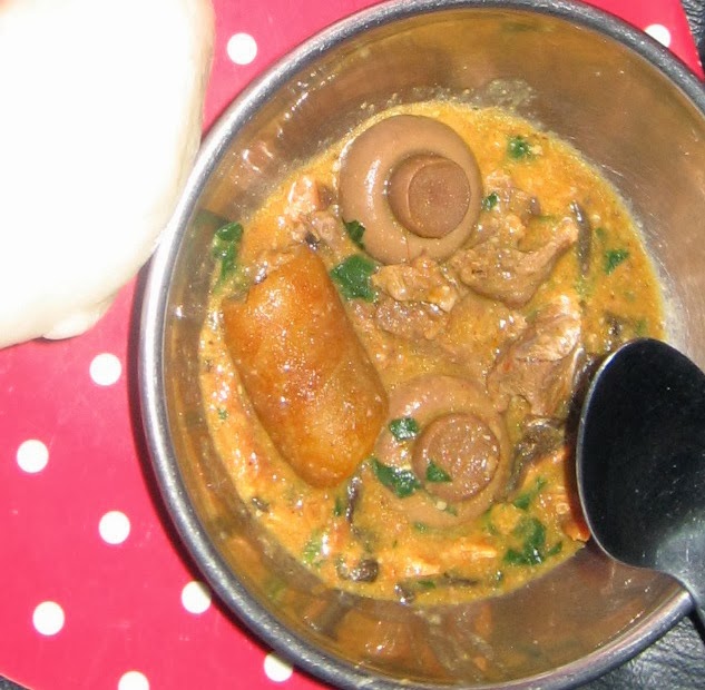 Mushroom Ogbono Soup With Pounded Yam