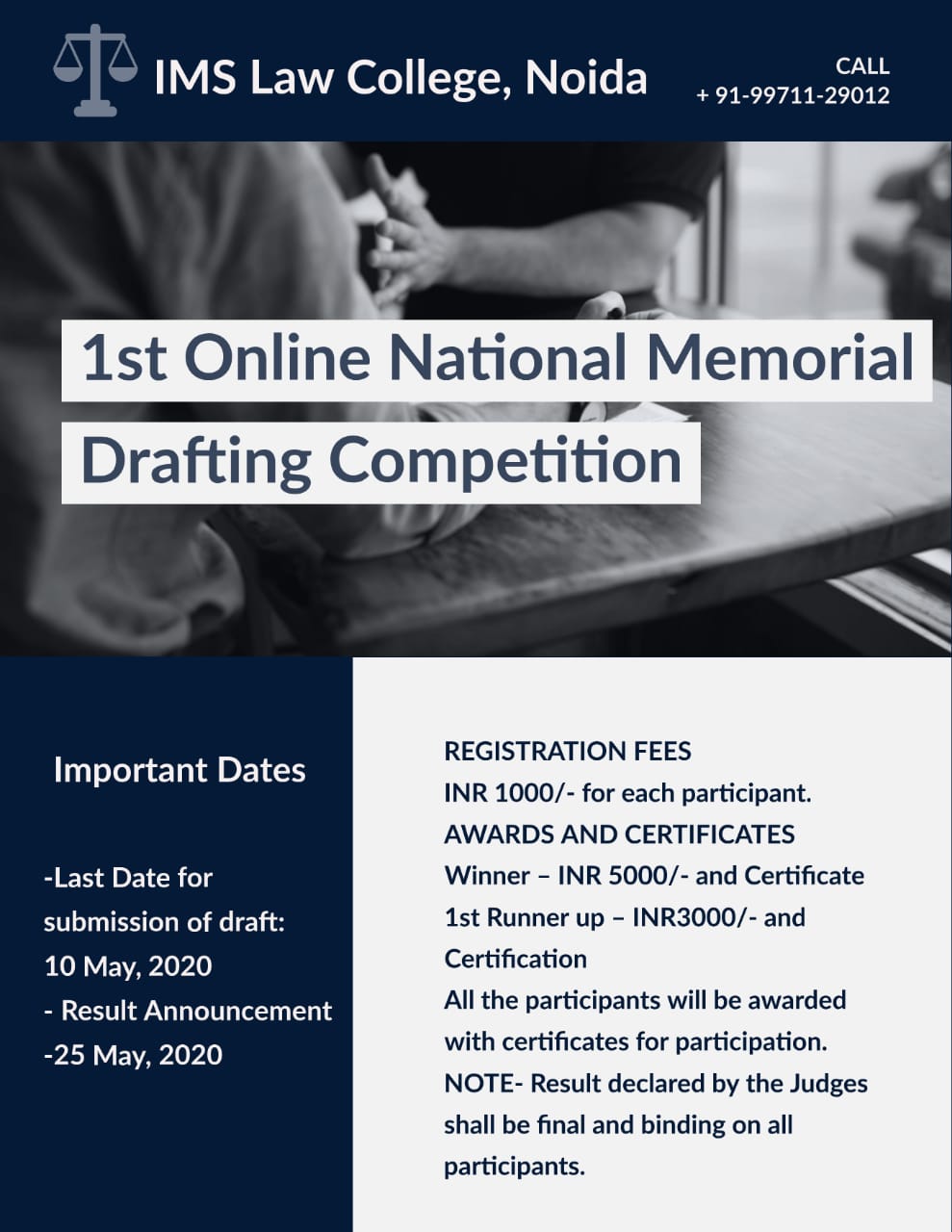 1st Online National Memorial Drafting Competition by IMS, Noida Submit