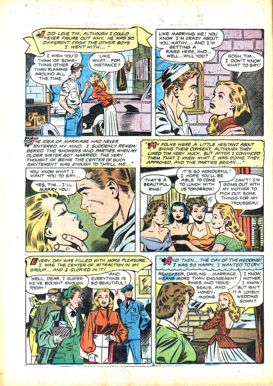 Pictorial Romances #13 st. john golden age 1950s romance comic book page art by Matt Baker