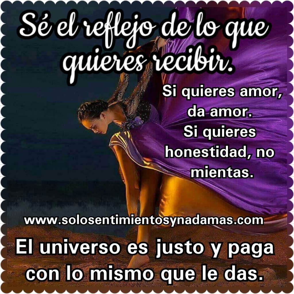 Sé el reflejo de lo que quieres recibir. Solo sentimientos y nada mas