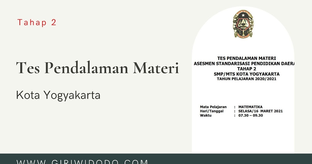 Kunci Jawaban Soal TPM ASPD SMP Kota Yogyakarta 2021 tahap 2 - GIRI WIDODO
