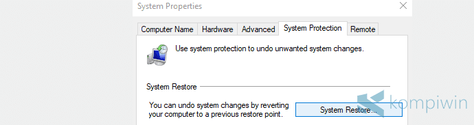 mengecek system restore yang telah kita buat