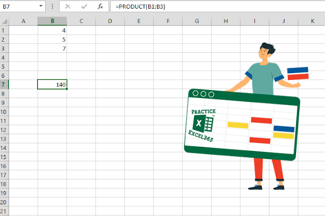 شرح صيغة الدالة PRODUCT في برنامج مايكروسوفت Excel