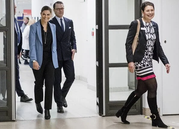 Crown Princess Victoria wore a narina blazer by Tiger of Sweden, summer feather earrings by Kreuger Jewellery,  levy ankle boots by Gianvito Rossi