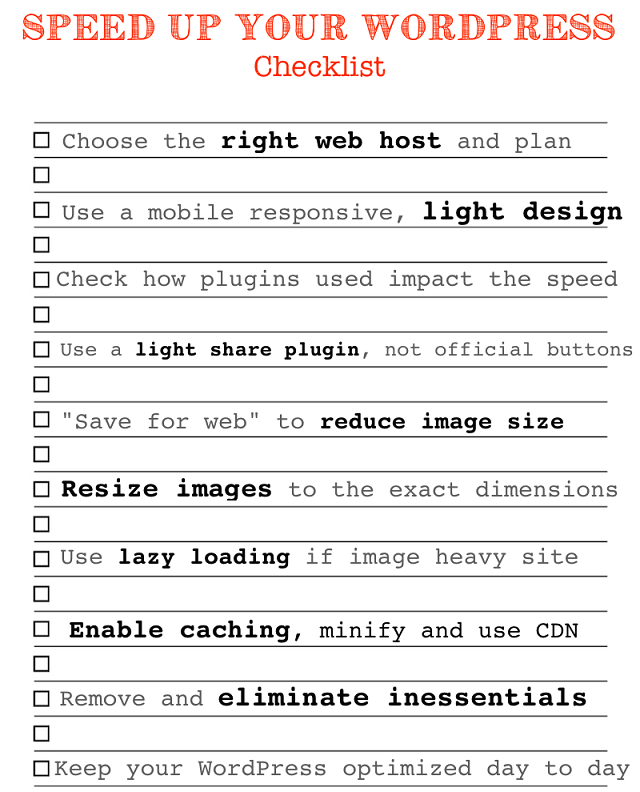 wordpress speed checklist