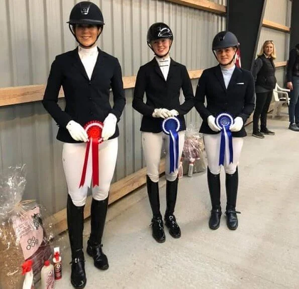 Crown Princess Mary of Denmark, Crown Prince Frederik and Princess Isabella. The Crown Princess placed first with the horse Edelman