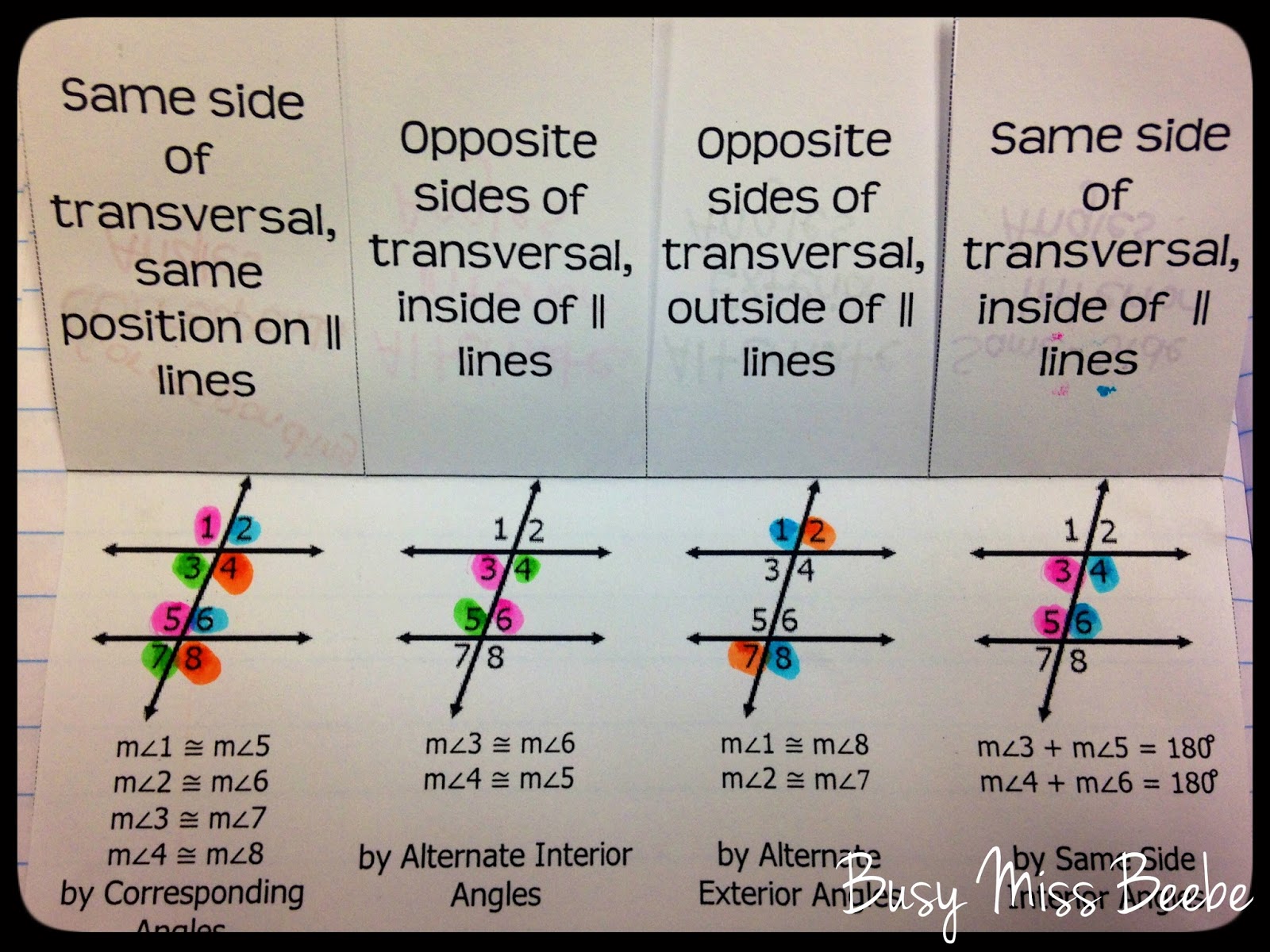 Busy Miss Beebe 20142015 Geometry INB Unit 3 (Lines & Angles)