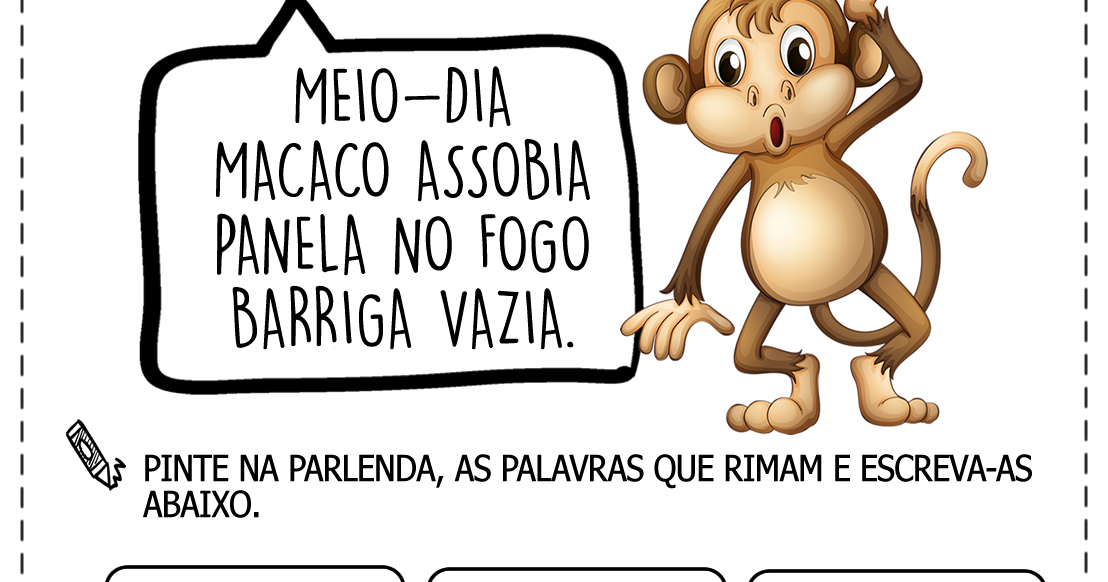 Atividades Com A Parlenda Macaco Assobia EDUCA