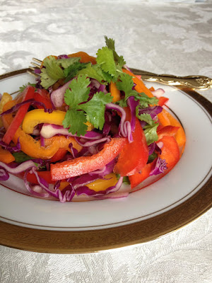 Red Cabbage, bell peppers, Salad, dressing