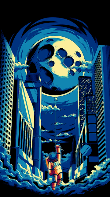 Astronaut illustration amoled background wallpaper for phone