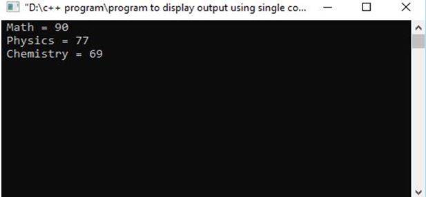 Write a program to display output using a single cout statement ...
