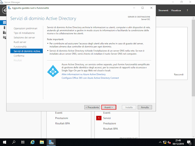 Windows Server 2019, Servizi di dominio Active Directory