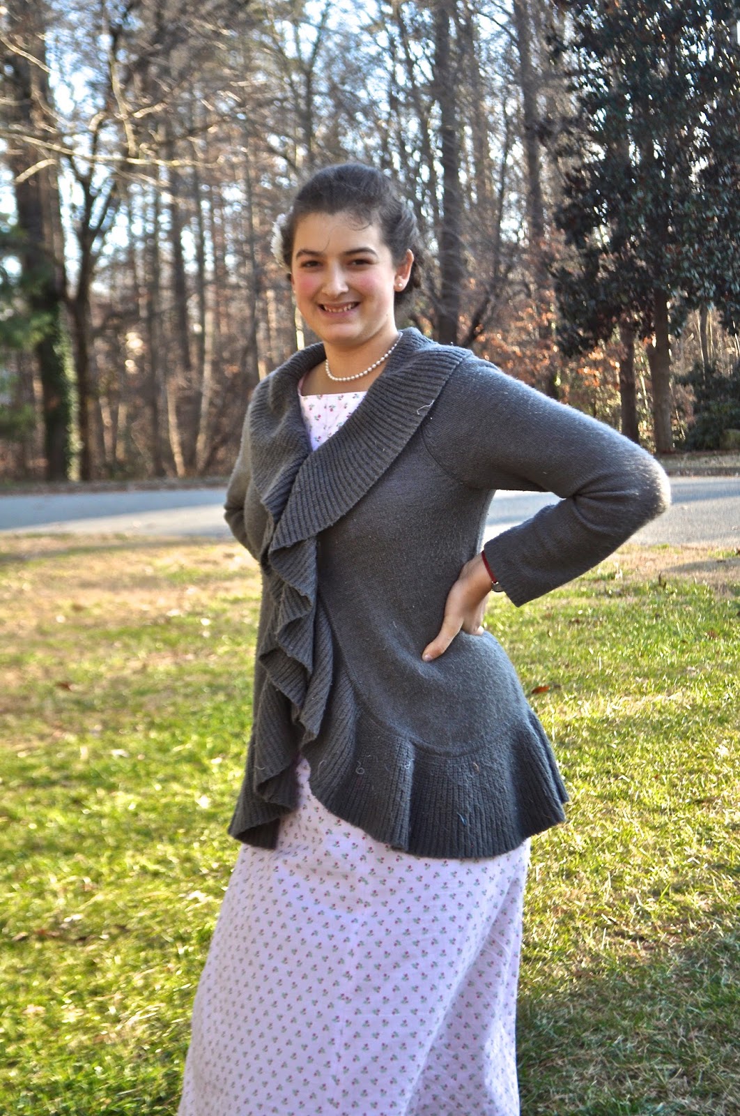 Vintage Dreamer: Roses And Grey Sweaters
