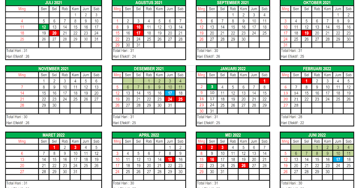 Kalender Pendidikan RA/Madrasah Tahun Pelajaran 2021-2022 ~ MTs MA'ARIF