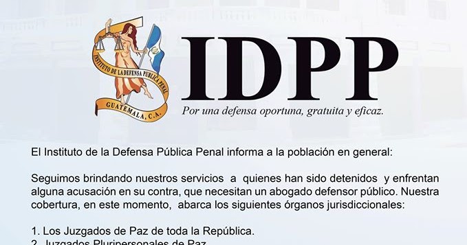 Instituto de la Defensa Pública Penal seguirá ofreciendo asistencia