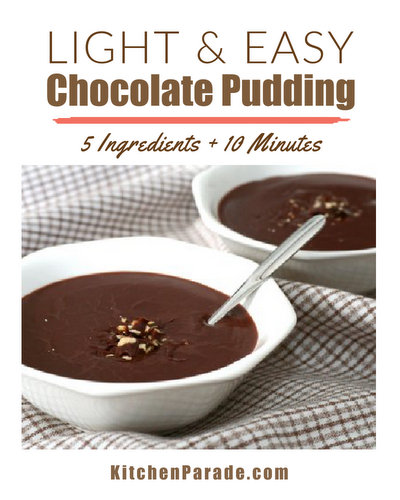 Light 'n' Easy Chocolate Pudding ♥ KitchenParade.com, just five ingredients so perfect for weeknights or late-night chocolate attacks.