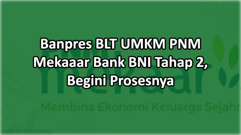 Banpres BLT UMKM PNM Mekaaar Bank BNI Tahap 2, Begini Prosesnya