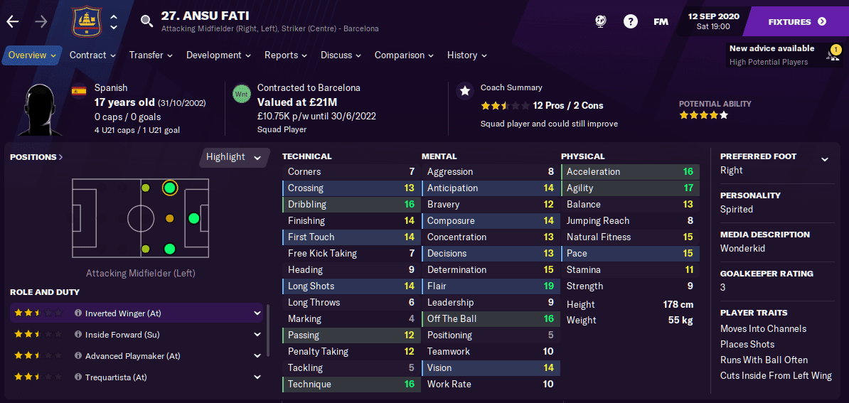 Ansu Fati Football Manager 2021 FM21 Ansu Fati Football Manager 2021 FM21
