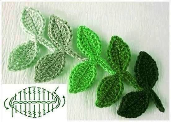 Схема вязания листика крючком