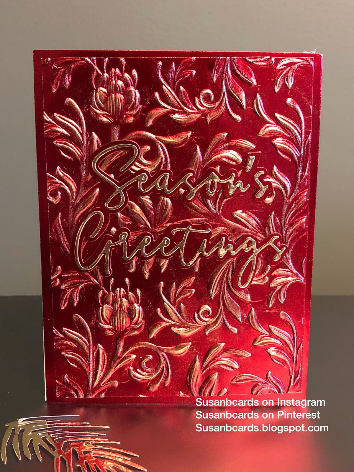 Red and gold metallic Season's Greetings card