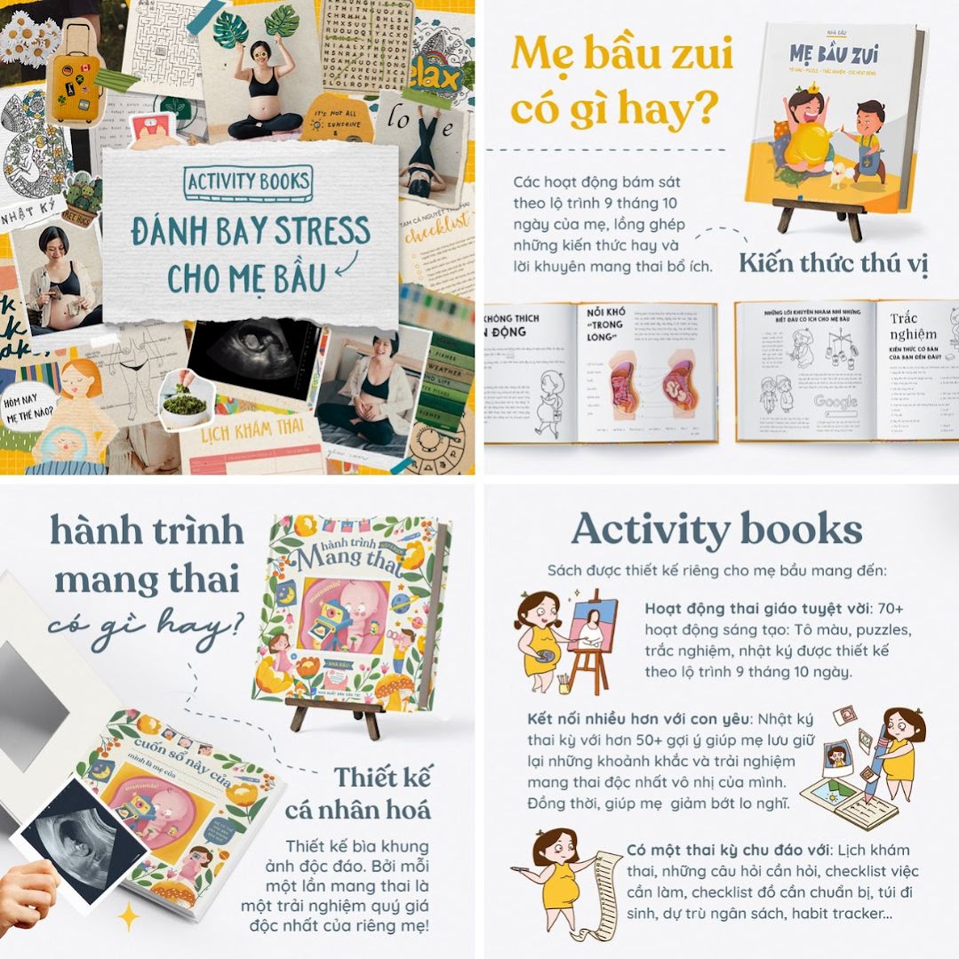 [A116] Chín Tháng Mười Ngày tô màu sách Mẹ Bầu Zui