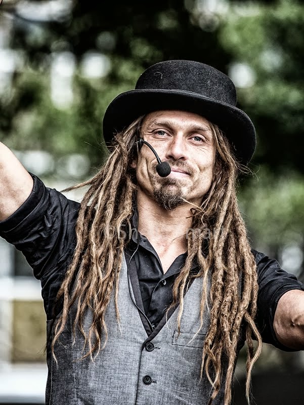 Busker with dreadlocks