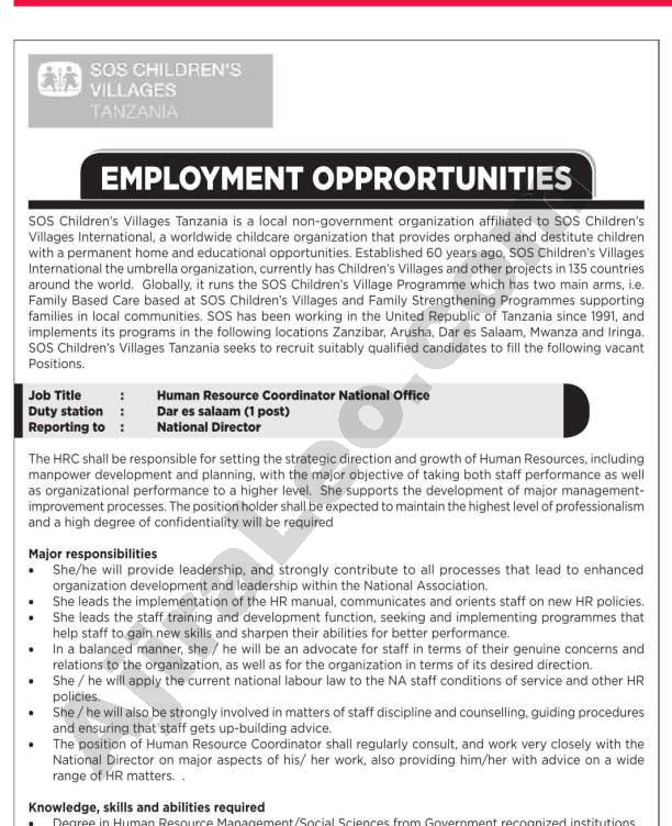 2 Job Opportunities at SOS Children's Villages Deadline 25 June