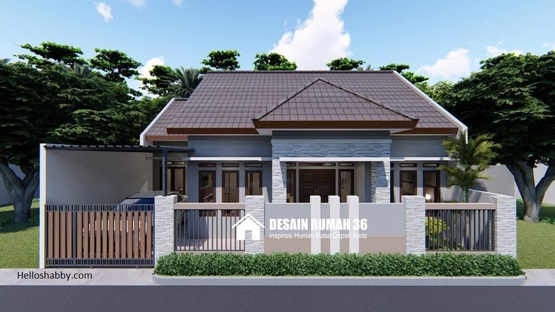 Desain Rumah Modern Ukuran 12x12 M dengan 3 Kamar Tidur dan Gudang
