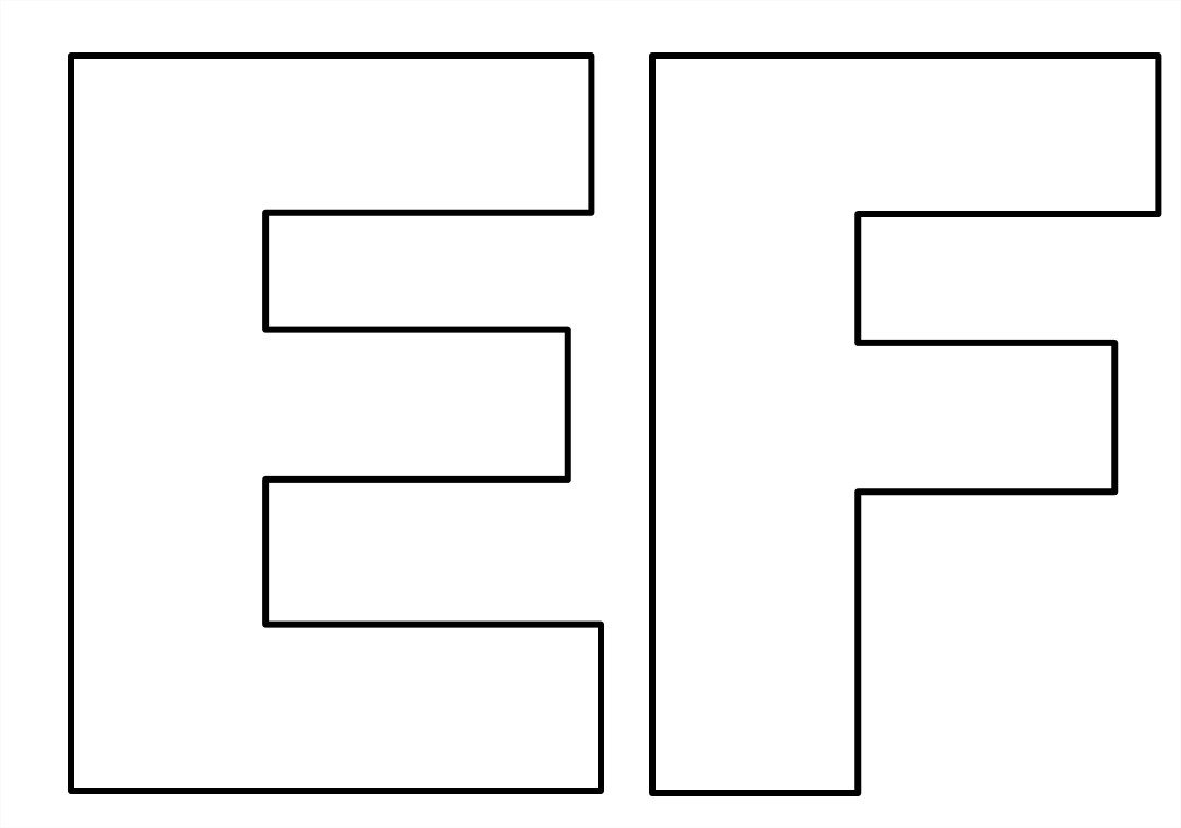 Moldes de letras do Alfabeto para imprimir em tamanho grande - E F -ESPAÇO  EDUCAR